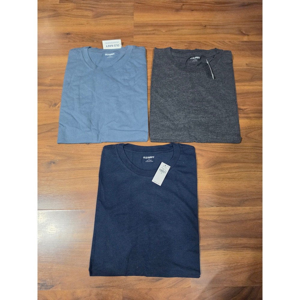 Old Navy T-Shirt 3 Pack Mens M Blue Grey NWT Soft Washed Short Sleeve Crew Neck